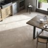 A stunningly designed Crema Marfil marble tile.
