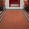 Original Style VFT Scarborough Red with Carroll-based border, showcasing a vibrant and intricate tile design.