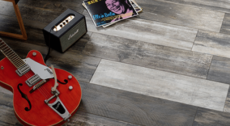 Wooden floor feature in a room with natural lighting