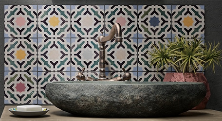 Image showcasing bright and bold interior design elements