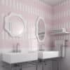 Rockingham Blush Pink and Pure White tile design showcased by Tile and Stone Gallery