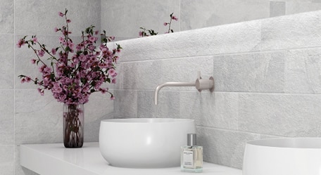 Beautiful tiles and stones displayed in a gallery setting
