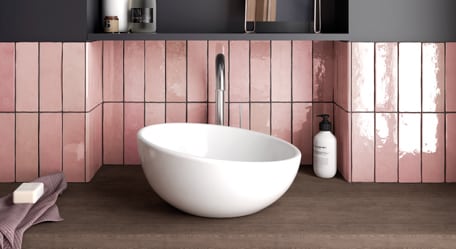 Image of a pink-colored tile used as a feature in a room decoration