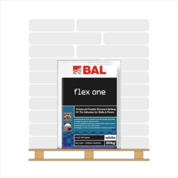 <span style="font-weight:700;color:var(--sale_colour)">FULL PALLET</span> BAL Flex One Tile Adhesive White 20kg (50 bags)