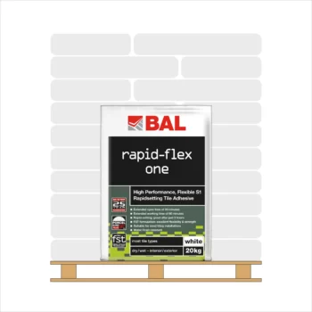 <span style="font-weight:700;color:var(--sale_colour)">FULL PALLET</span> BAL Rapid-Flex One Tile Adhesive White 20kg (50 bags)